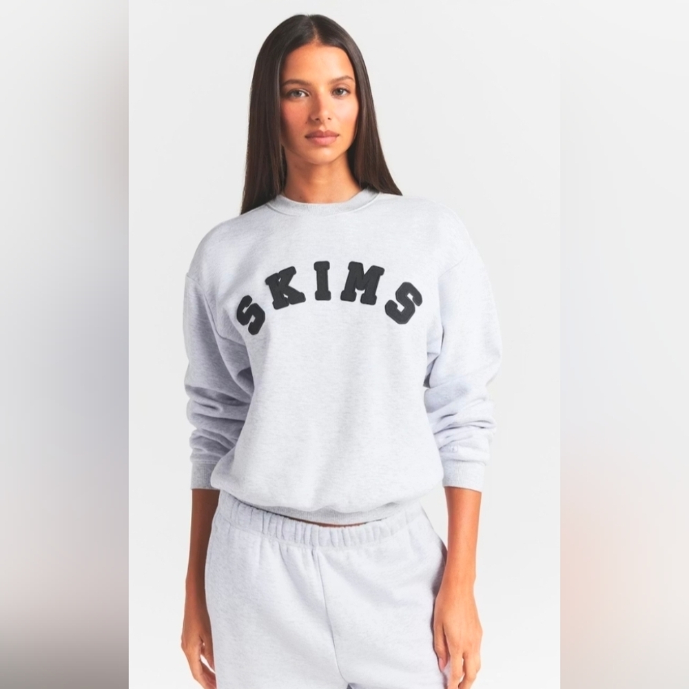 SOLD Skims LOGO CLASSIC CREWNECK Heather Gray with Black Logo LIMITED EDITION